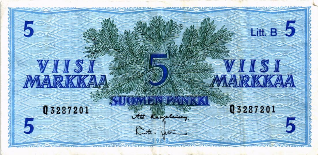 ФИНЛЯНДИЯ 5 МАРОК (Litt. B)