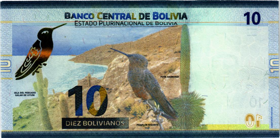 БОЛИВИЯ 10 БОЛИВИАНО мини 2