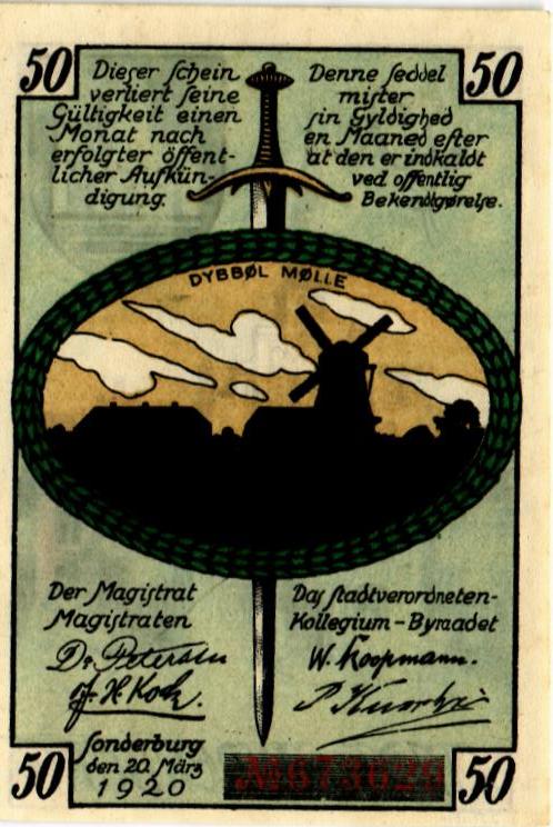 ДАНИЯ-ГЕРМАНИЯ 50 ПФЕННИГОВ (НОТГЕЛЬД)