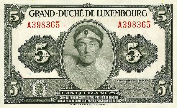 ЛЮКСЕМБУРГ 5 ФРАНКОВ мини 1