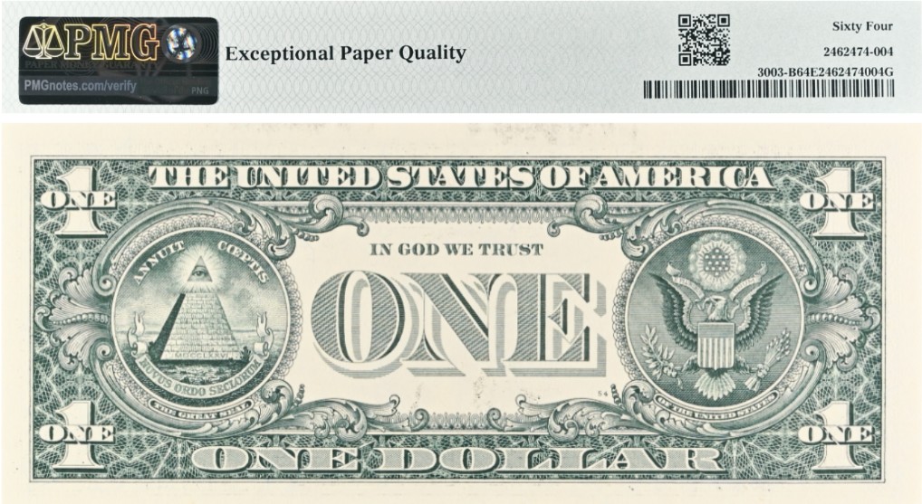 США 1 ДОЛЛАР (B - НЬЮ-ЙОРК - PMG - GRADE 64) #B02826779D мини 2