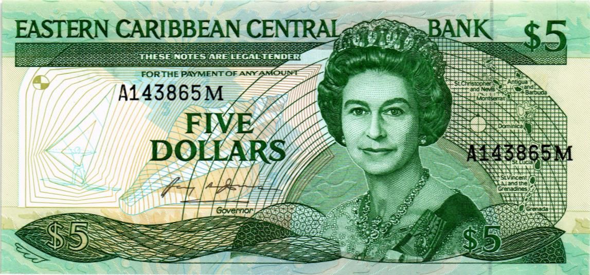 ВОСТОЧНЫЕ КАРИБЫ 5 ДОЛЛАРОВ (M - Монтсеррат)