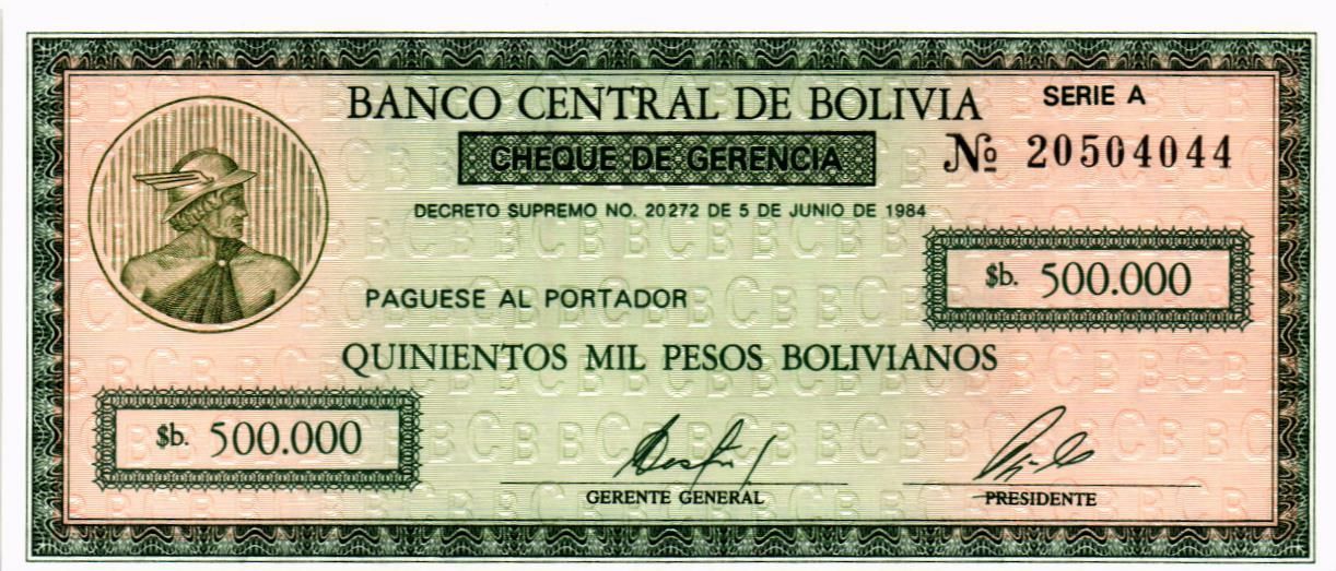 БОЛИВИЯ 500000 БОЛИВИАНОС