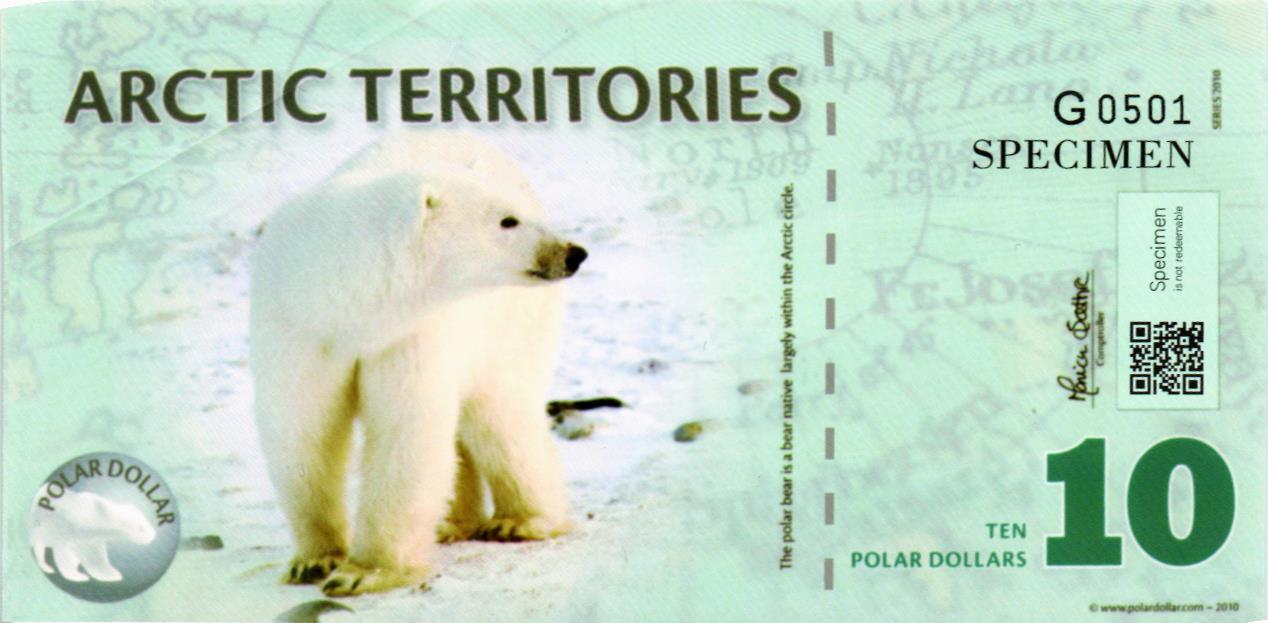 АРКТИЧЕСКИЕ ТЕРРИТОРИИ 10 ДОЛЛАРОВ (ОБРАЗЕЦ)