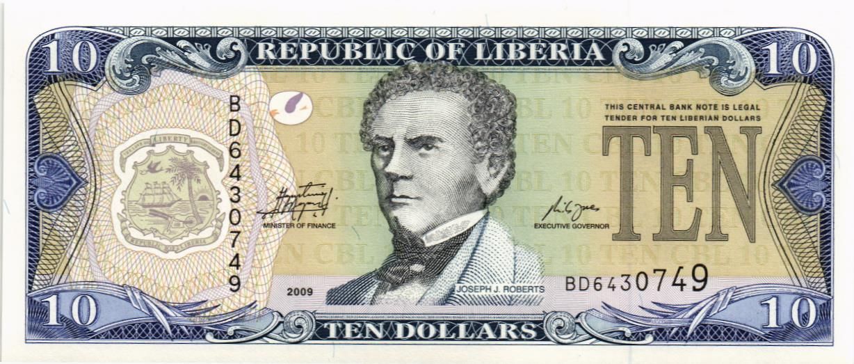 ЛИБЕРИЯ 10 ДОЛЛАРОВ