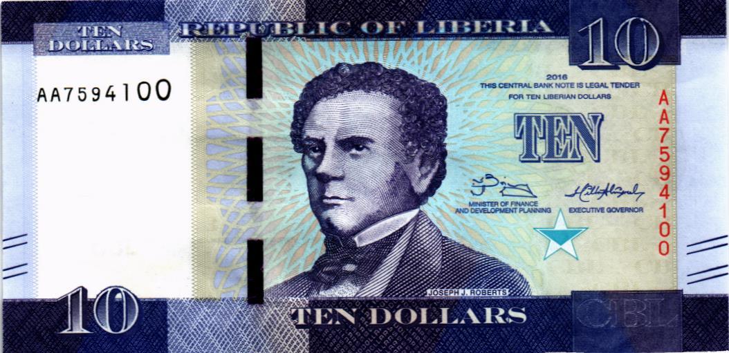 ЛИБЕРИЯ 10 ДОЛЛАРОВ (-AA- ПРЕФИКС) мини 1