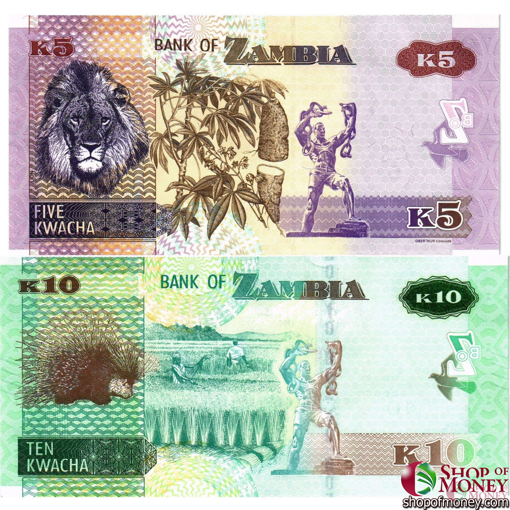 ЗАМБИЯ НАБОР 5 10 КВАЧА мини 2