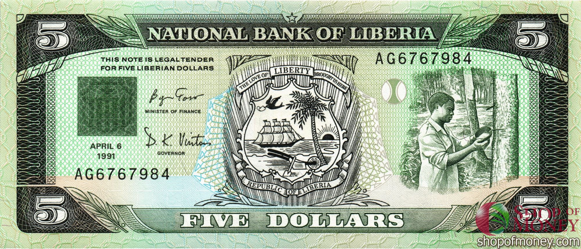 ЛИБЕРИЯ 5 ДОЛЛАРОВ