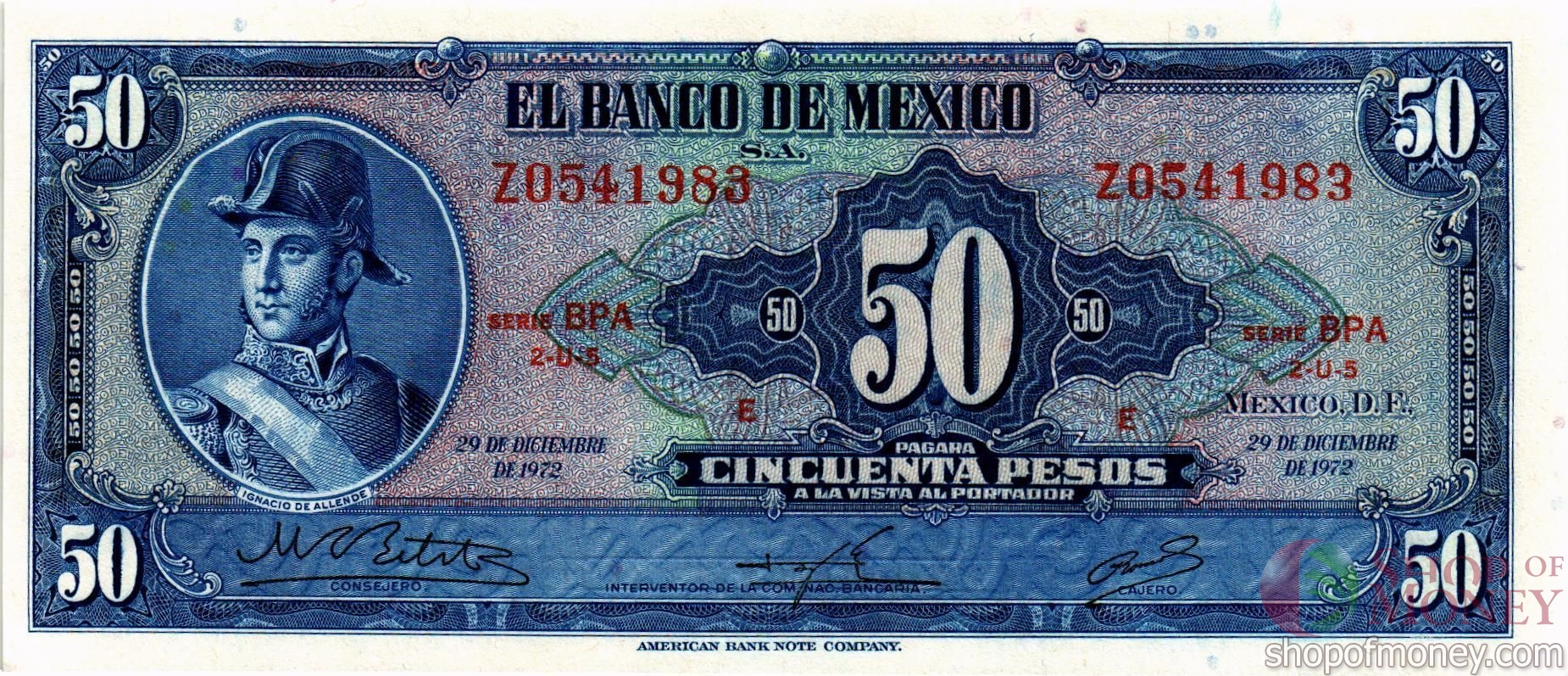 МЕКСИКА 50 ПЕСО (29.12.1972) мини 1