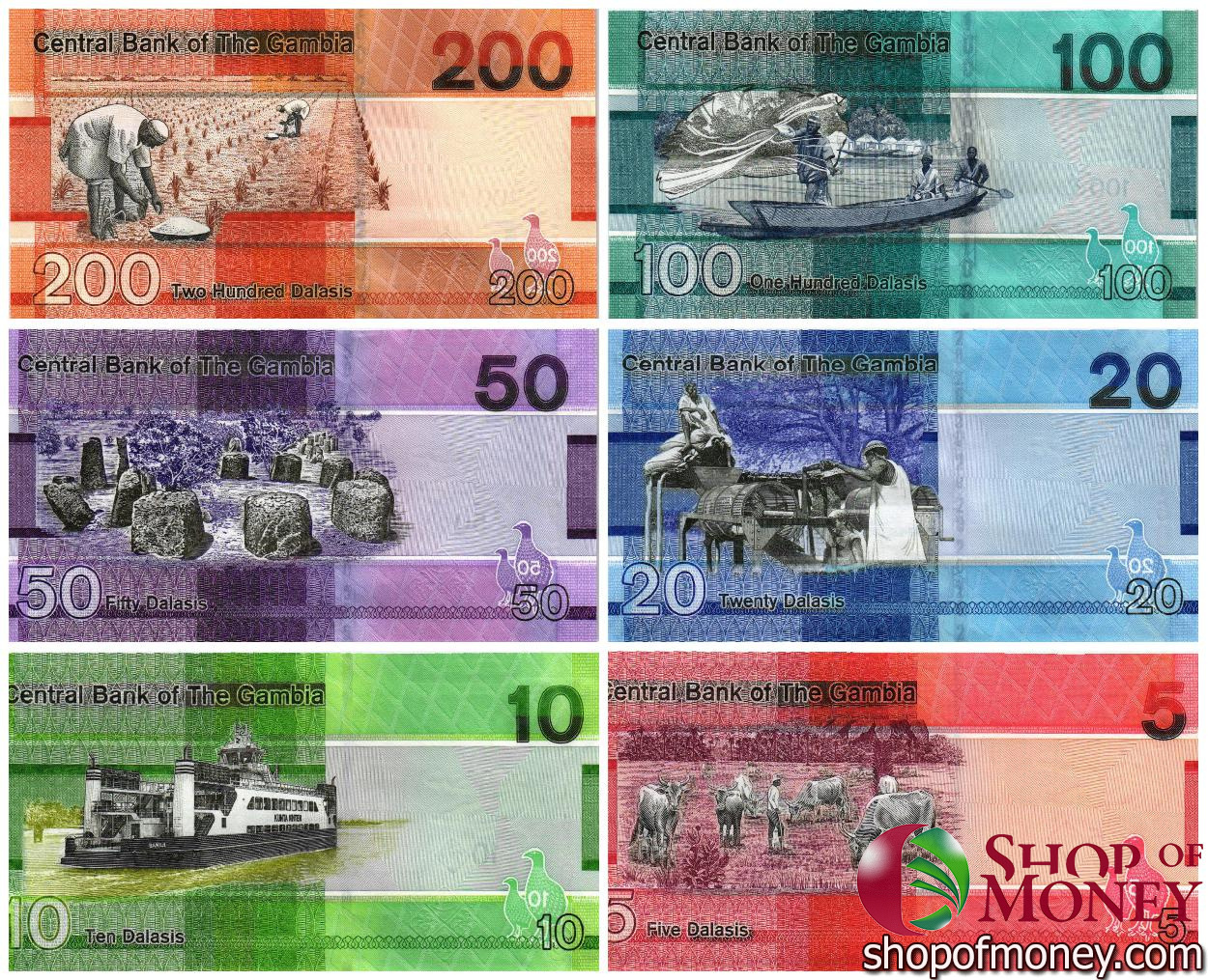 ГАМБИЯ НАБОР 5 10 20 50 100 200 ДАЛАСИ мини 2