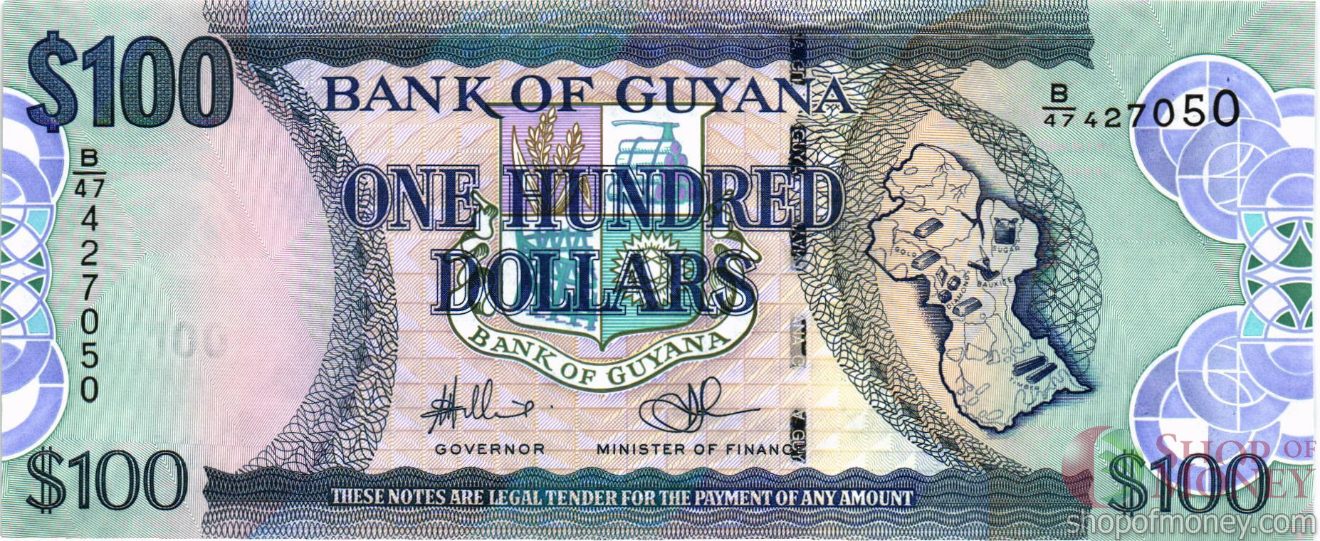 ГАЙАНА 100 ДОЛЛАРОВ мини 1