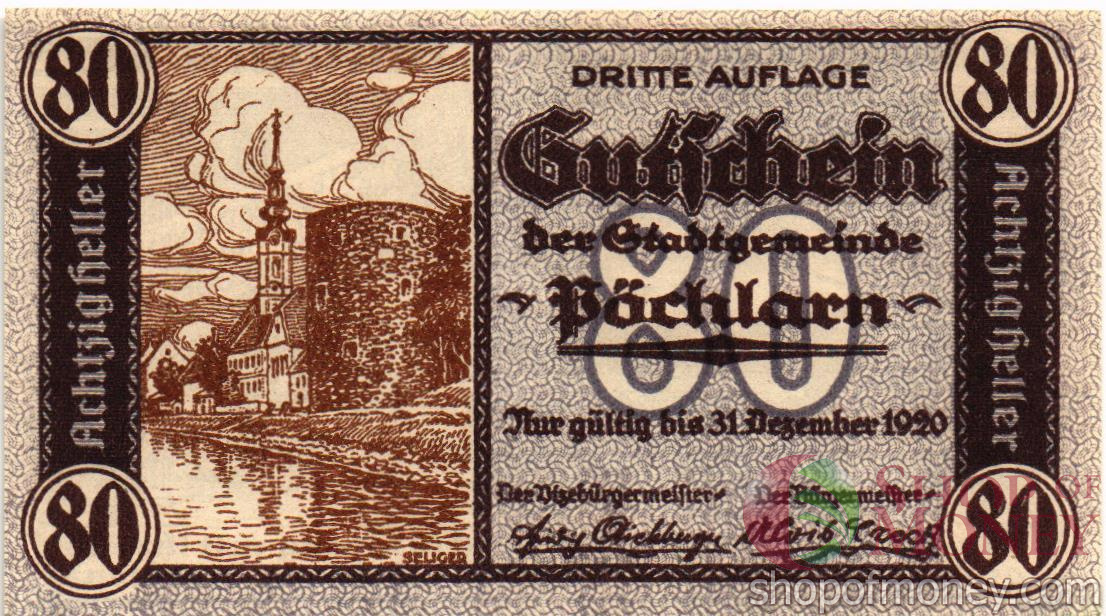 АВСТРИЯ 80 ХЕЛЛЕРОВ (НОТГЕЛЬД) мини 1