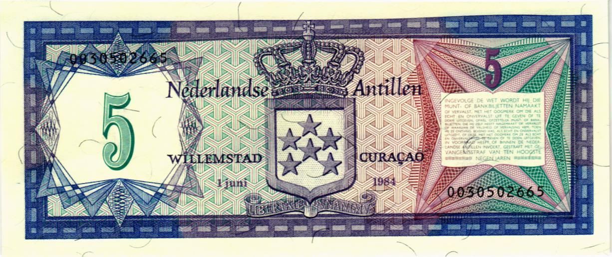 НИДЕРЛАНДСКИЕ АНТИЛЬСКИЕ ОСТРОВА 5 ГУЛЬДЕН мини 2