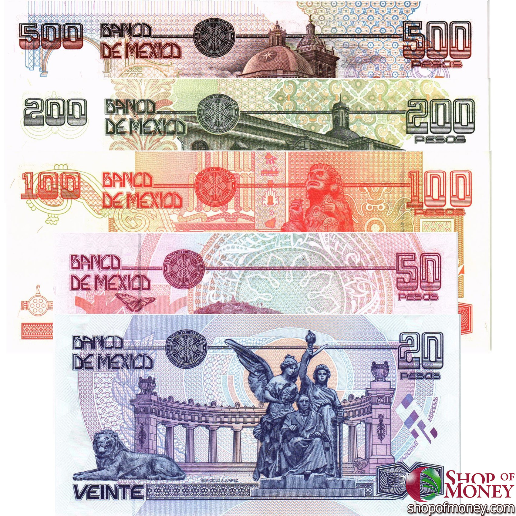 МЕКСИКА 500-200-100-50-20 ПЕСО мини 2