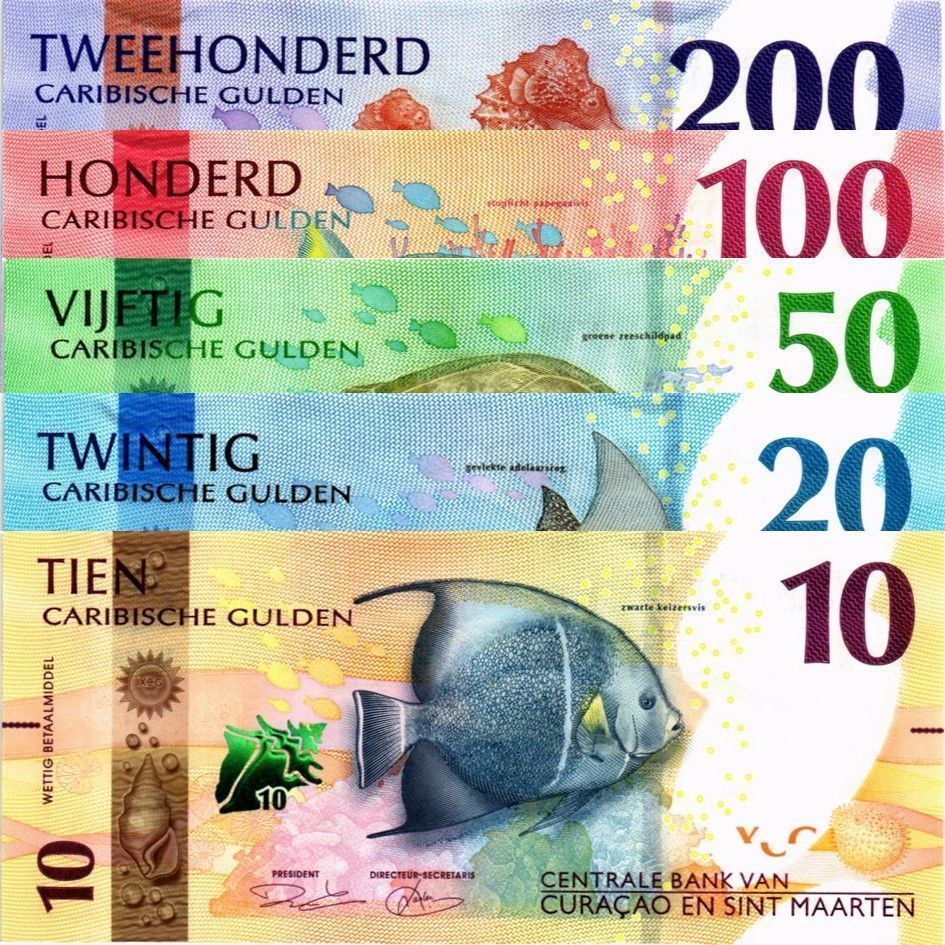 КЮРАСАО И СИНТ-МАРТЕН НАБОР 10-20-50-100-200 ГУЛЬДЕНОВ