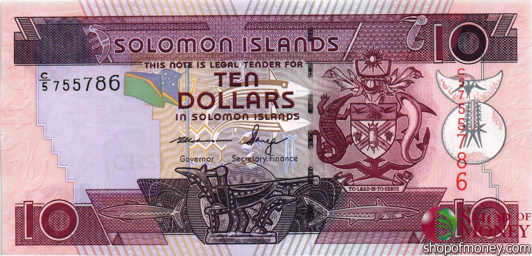 СОЛОМОНОВЫ ОСТРОВА 10 ДОЛЛАРОВ -C/5- СЕРИЯ