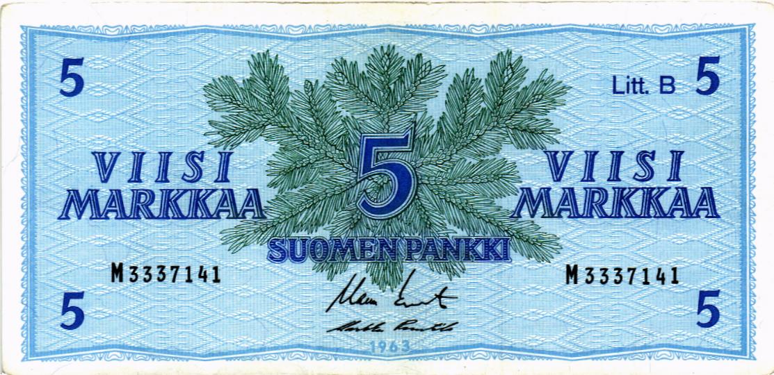 ФИНЛЯНДИЯ 5 МАРОК (Litt. B)