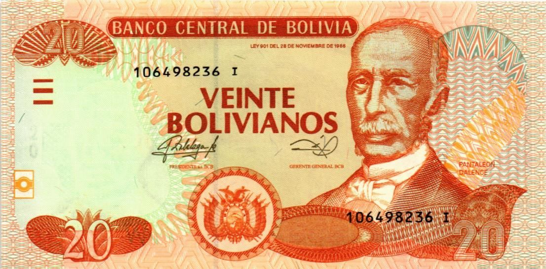 БОЛИВИЯ 20 БОЛИВИАНО
