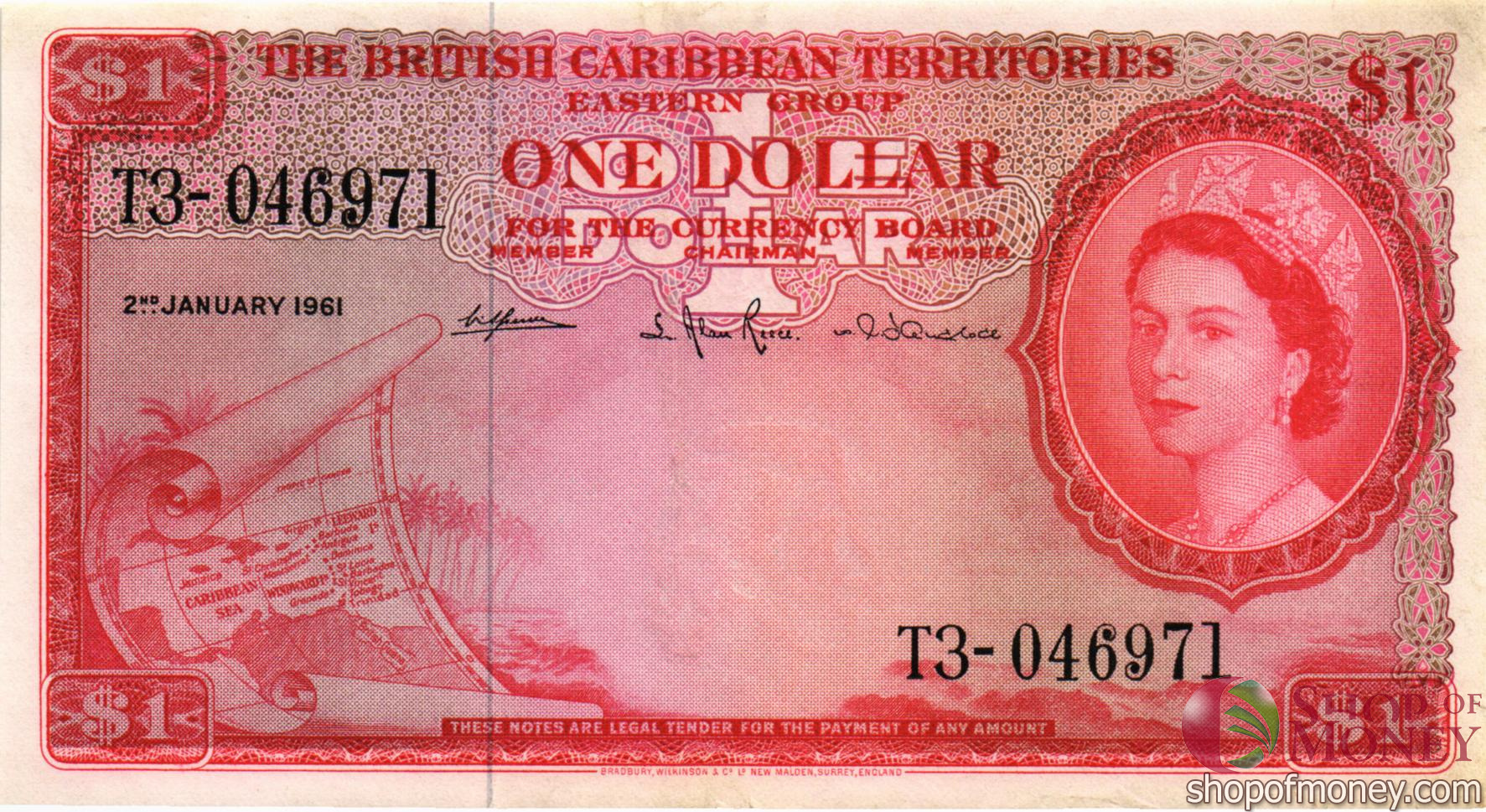 БРИТАНСКИЕ ВОСТОЧНЫЕ КАРИБЫ 1 ДОЛЛАР мини 1
