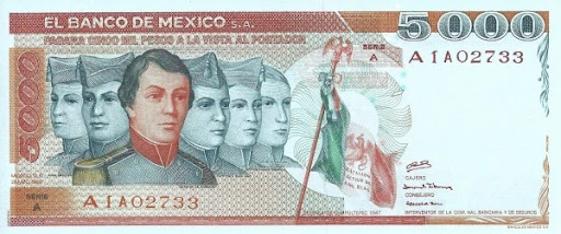 внешний вид банкнот Мексики