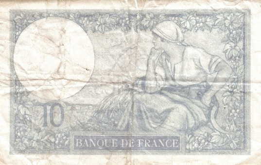 реверс десятифранковой ассигнации