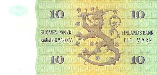 обратная стороны купюры 10 марки суоми