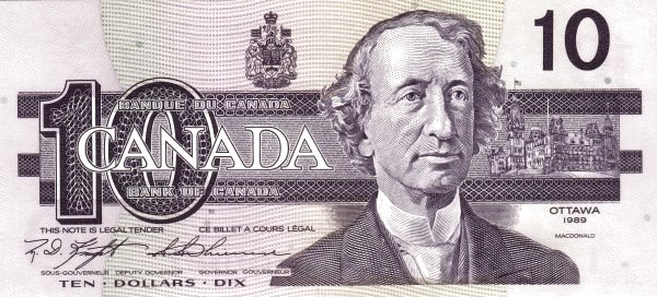 десятидолларовый денежный образец 