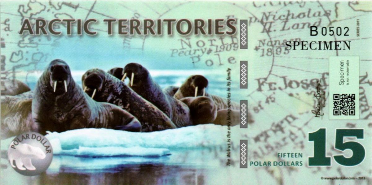 АРКТИЧЕСКИЕ ТЕРРИТОРИИ 15 ДОЛЛАРОВ (ОБРАЗЕЦ) 1