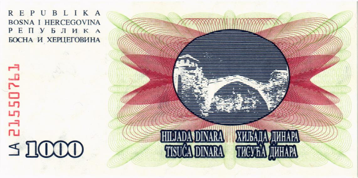 БОСНИЯ И ГЕРЦЕГОВИНА 1000 ДИНАР 2