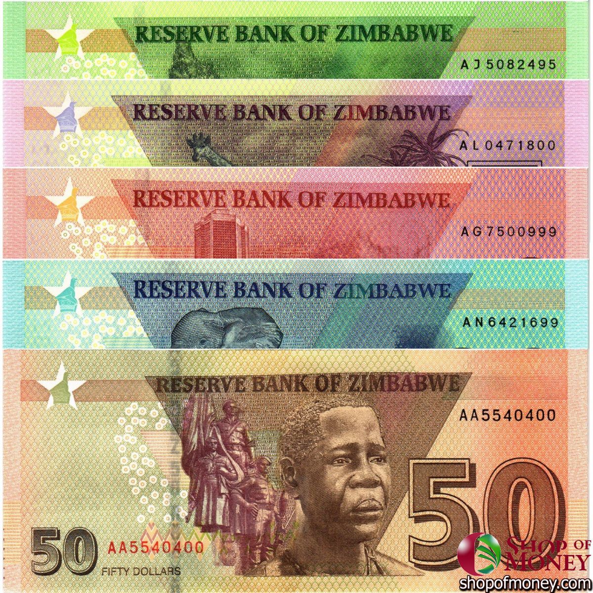 ЗИМБАБВЕ 2-5-10-20-50 ДОЛЛАРОВ 2