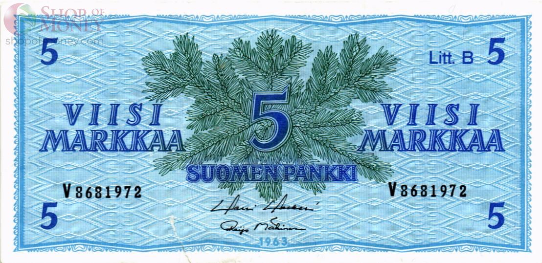 ФИНЛЯНДИЯ 5 МАРОК (Litt. B) 1