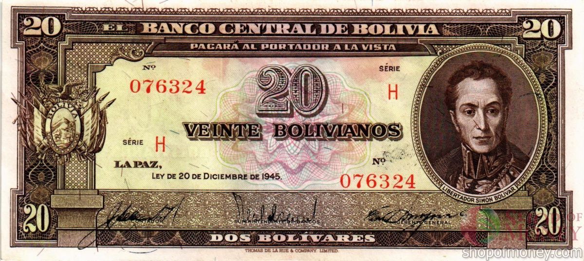 БОЛИВИЯ 20 БОЛИВИАНО 1
