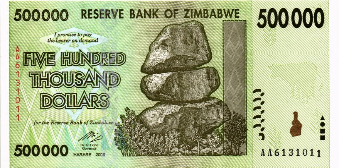 ЗИМБАБВЕ 500000 ДОЛЛАРОВ 1