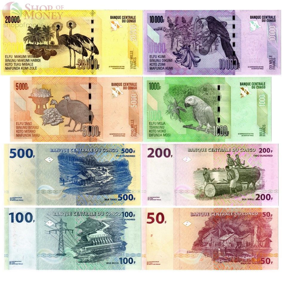 КОНГО ДР НАБОР 20000-10000-5000-1000-500-200-100-50 ФРАНКОВ 2