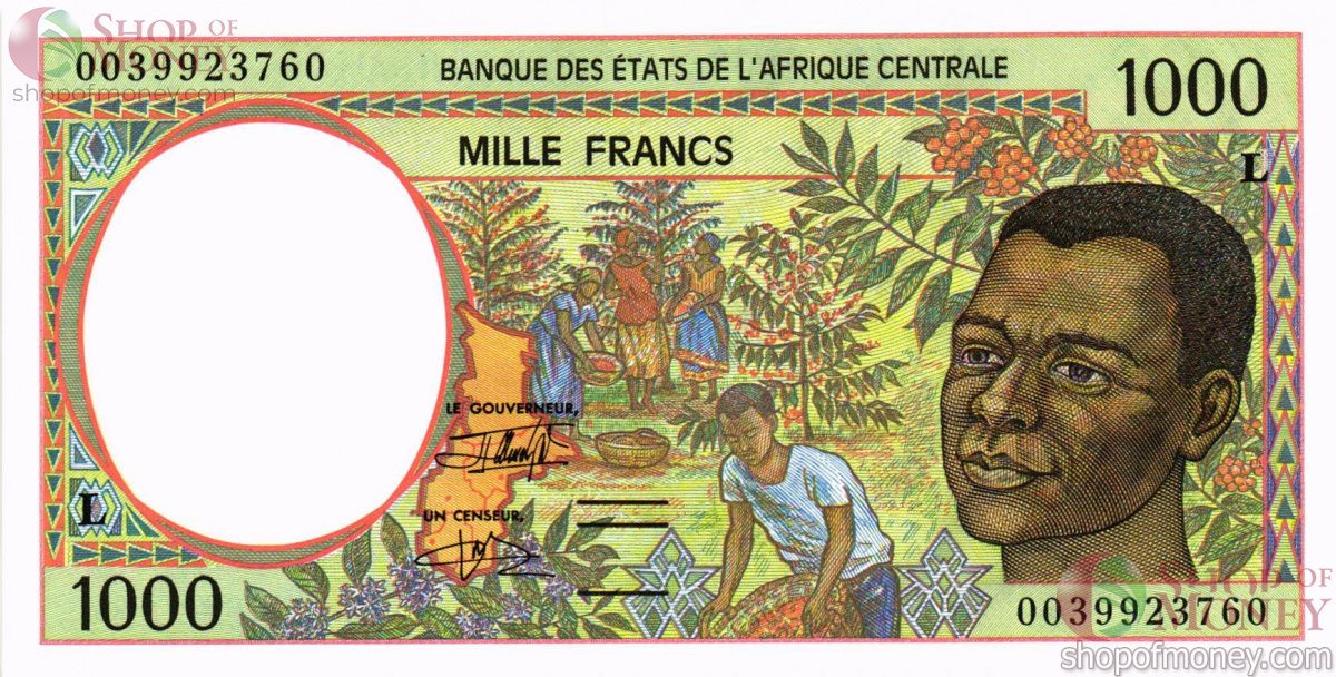 ЦЕНТРАЛЬАЯ АФРИКАНСКАЯ РЕСПУБЛИКА (-L-ГАБОН) 1000 ФРАНКОВ 1