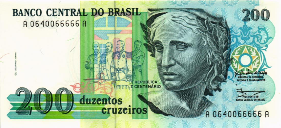 БРАЗИЛИЯ 200 КРУЗЕЙРО #A0640066666A 1