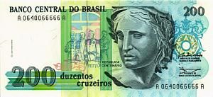 БРАЗИЛИЯ 200 КРУЗЕЙРО #A0640066666A 1