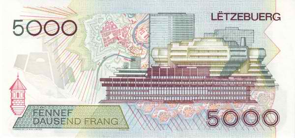 ЛЮКСЕМБУРГ 5000 ФРАНКОВ 2