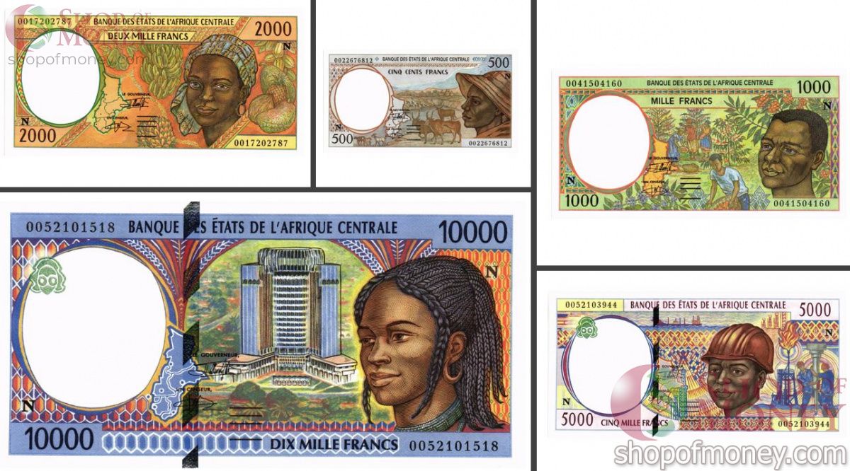 ГОСУДАРСТВА ЦЕНТРАЛЬНОЙ АФРИКИ (ЭКВАТОРИАЛЬНАЯ ГВИНЕЯ) 500-1000-2000-5000-10000 ФРАНКОВ 2