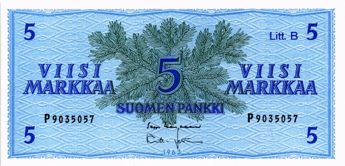 ФИНЛЯНДИЯ 5 МАРОК (Litt. B) 1