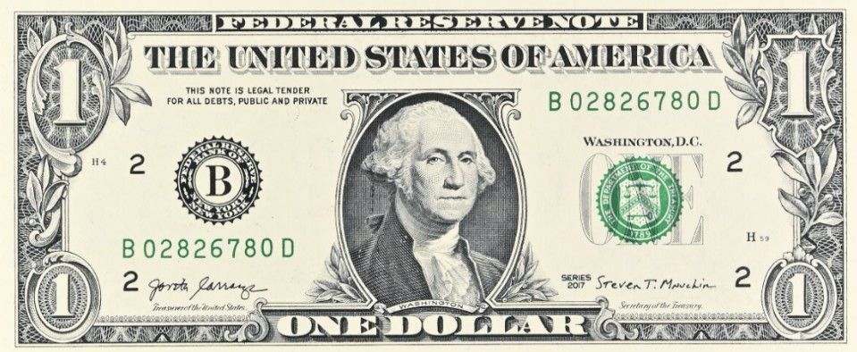 США 1 ДОЛЛАР (B - НЬЮ-ЙОРК - PMG - ГРЕЙД 64) #B02826780D 4