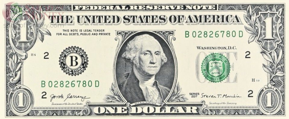 США 1 ДОЛЛАР (B - НЬЮ-ЙОРК - PMG - GRADE 64) #B02826780D 4