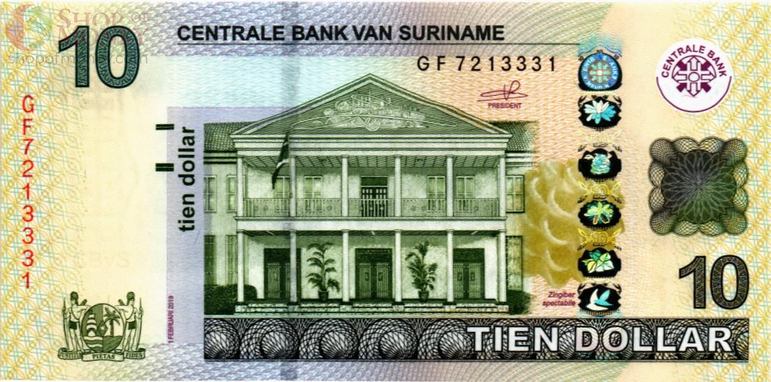 СУРИНАМ 10 ДОЛЛАРОВ 1