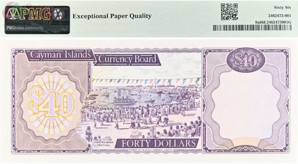КАЙМАНОВЫ ОСТРОВА 40 ДОЛЛАРОВ (PMG - GRADE 66) 2