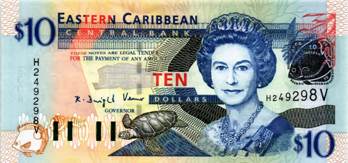ВОСТОЧНЫЕ КАРИБЫ 10 ДОЛЛАРОВ (V - СЕНТ ВИНСЕНТ) 1