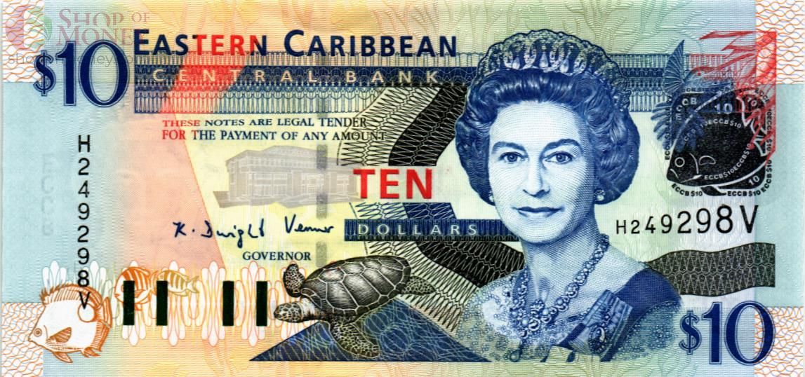 ВОСТОЧНЫЕ КАРИБЫ 10 ДОЛЛАРОВ (V - СЕНТ ВИНСЕНТ) 1