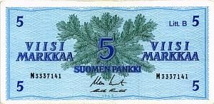 ФИНЛЯНДИЯ 5 МАРОК (Litt. B) 1