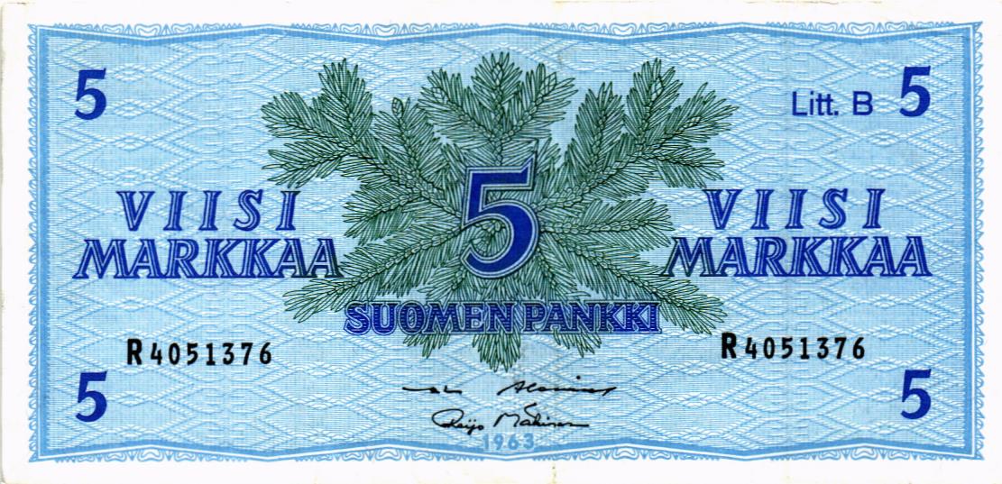 ФИНЛЯНДИЯ 5 МАРОК (Litt. B) 1
