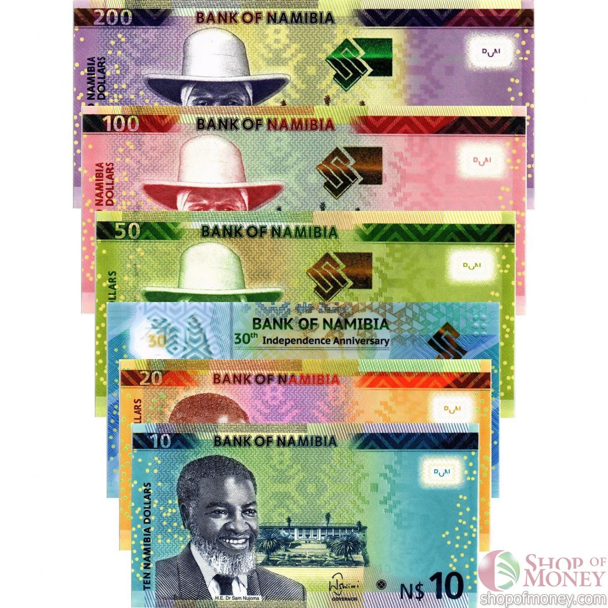 НАМИБИЯ 10 20 30 50 100 200 ДОЛЛАРОВ 1
