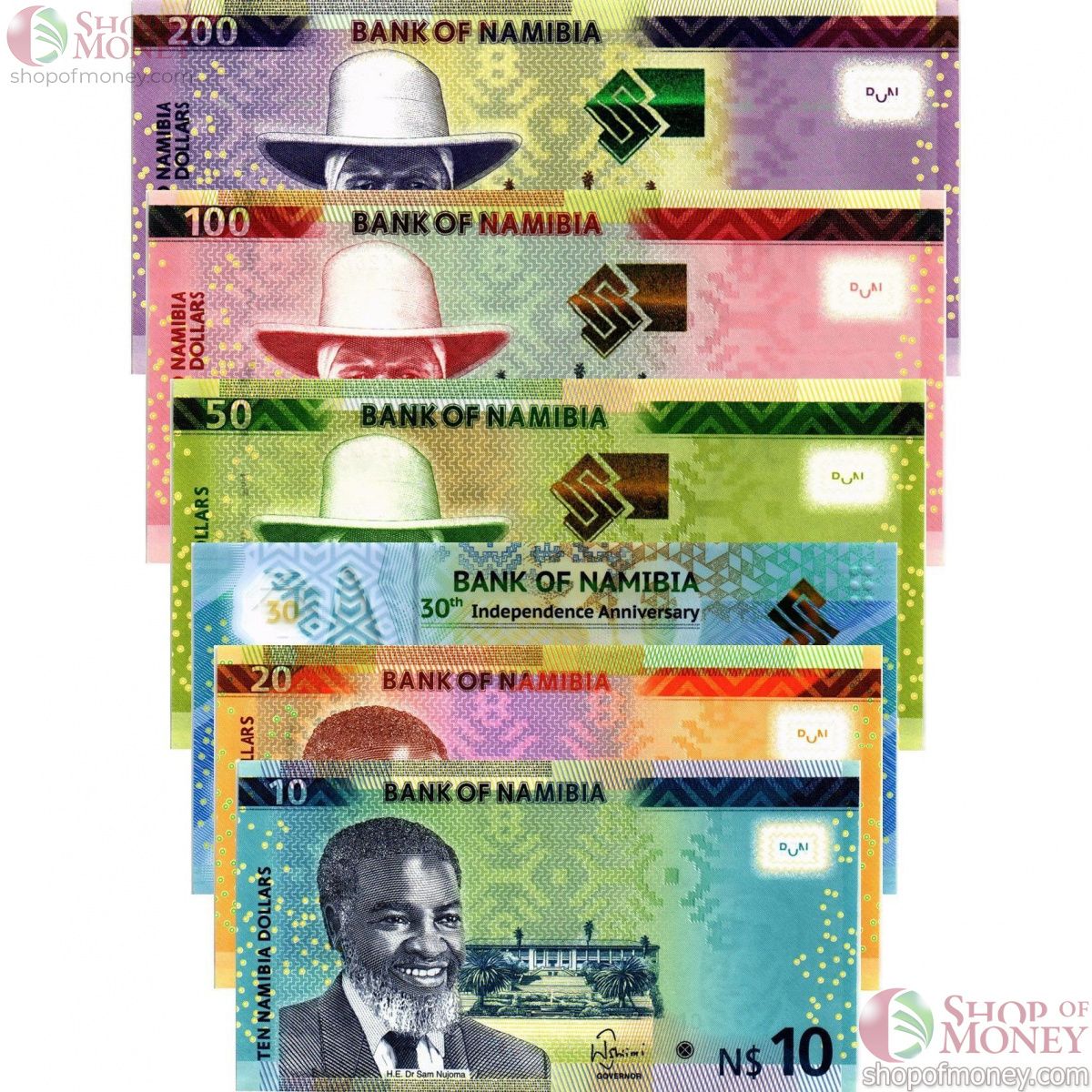 НАМИБИЯ 10 20 30 50 100 200 ДОЛЛАРОВ 1